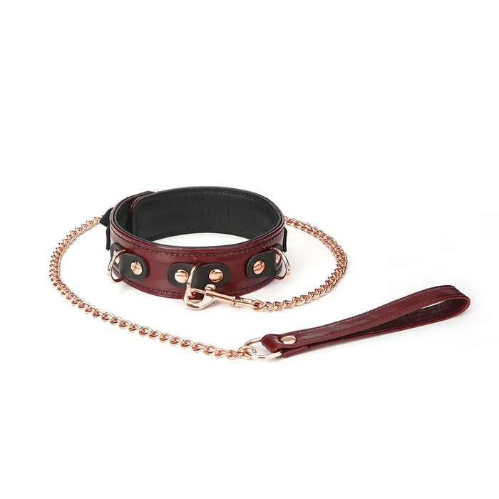 Liebe Seele Wine Red – Echtleder Halsband mit Leine