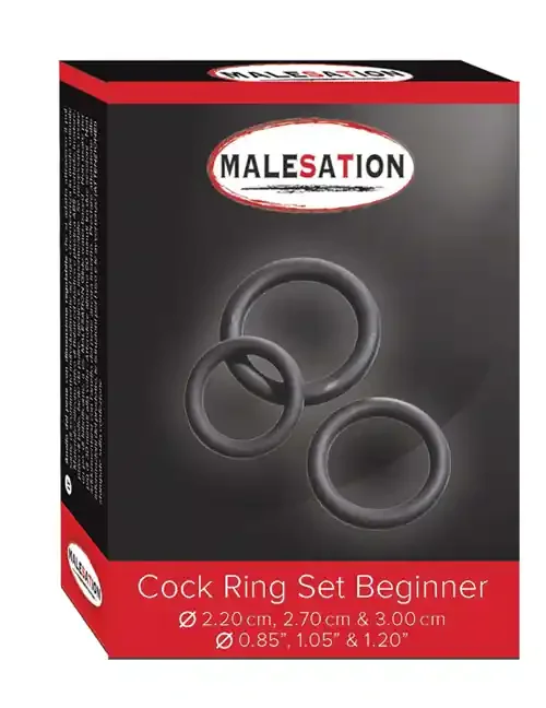 MALESATION Cock Ring Set Beginner (Ø 2,20 cm, 2,70 cm & 3,00 cm)