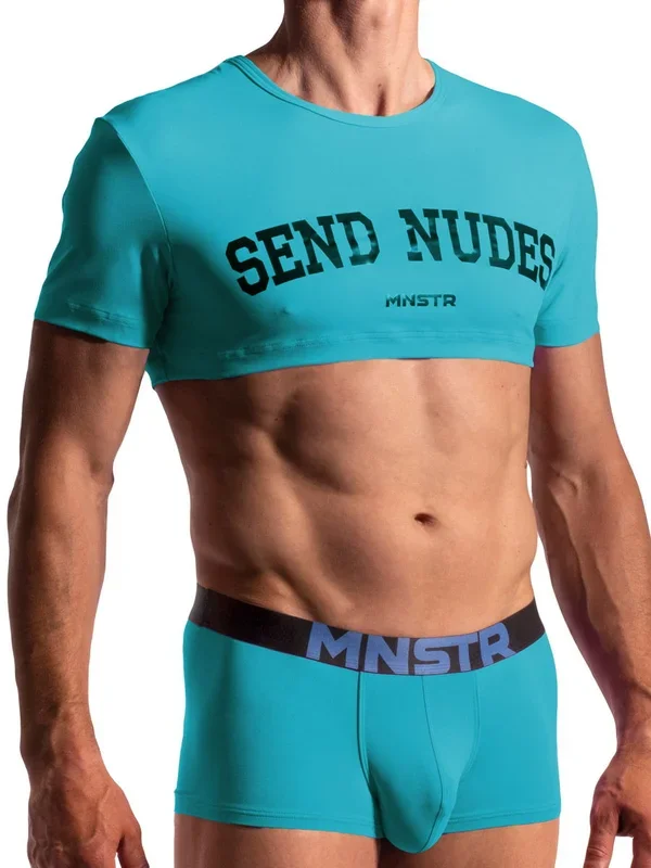 MANSTORE M2273: Cropped Shirt, petrol