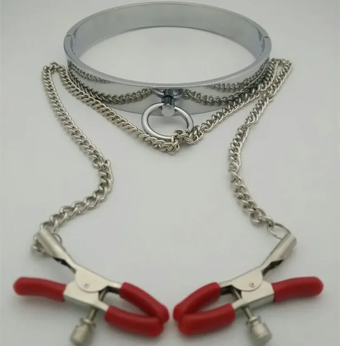 Metall Halsband mit Brustklemmen