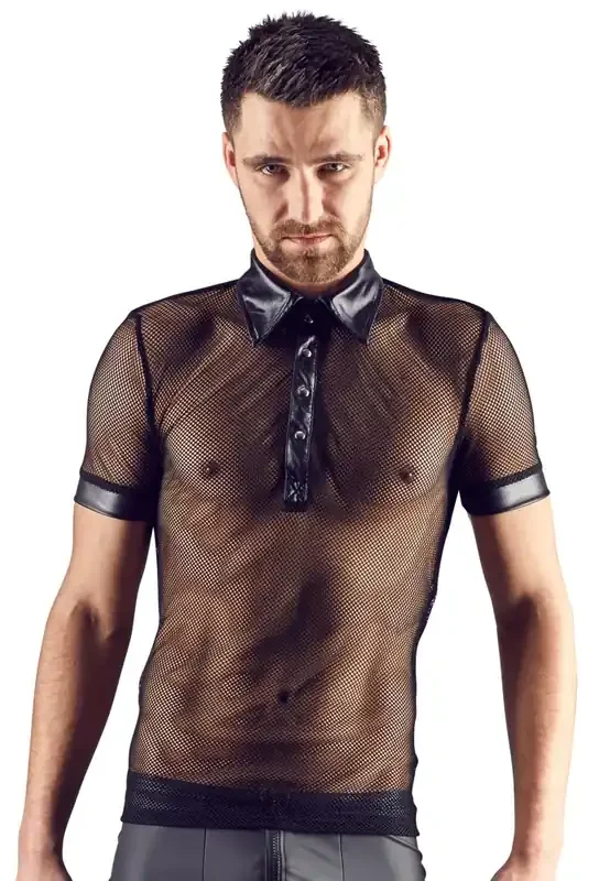 Netz-Shirt in schwarz