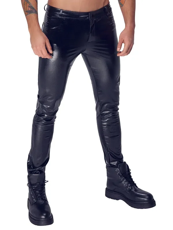 Noir Handmade H067 Snake-Wetlook-Hose, schwarz