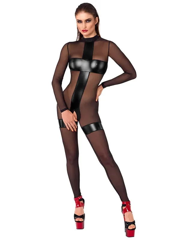 Noir Handmade Ouvert-Catsuit, schwarz