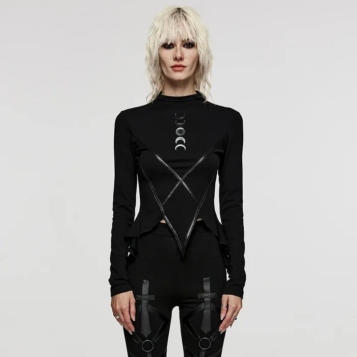 Nu Goth Longsleeve mit Mondphasen-Print