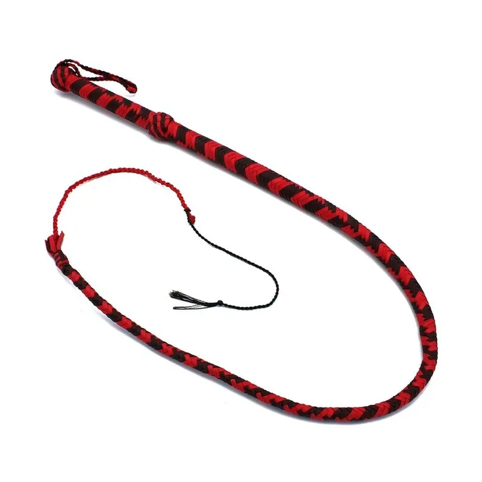 Nylon Bullenpeitsche Schwarz & Rot 120 cm