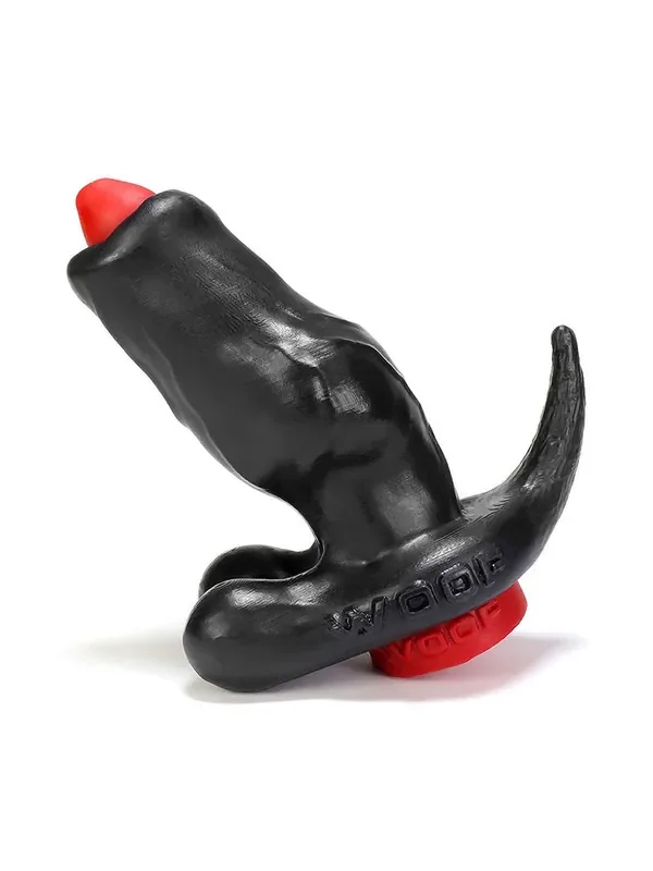Oxballs Woof! Plug with Plunger Silikon-Analtunnel mit Stopper, schwarz/rot
