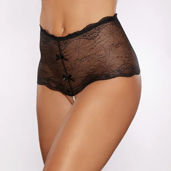 Passion and Pearl – Perlen-Tanga – Einheitsgröße – Schwarz