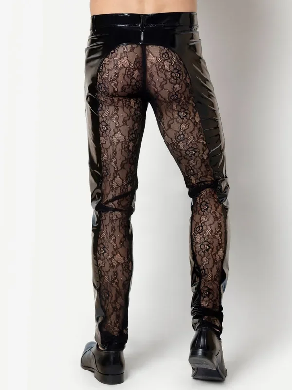 Patrice Catanzaro Alrik Lack-Spitzen-Hose, schwarz