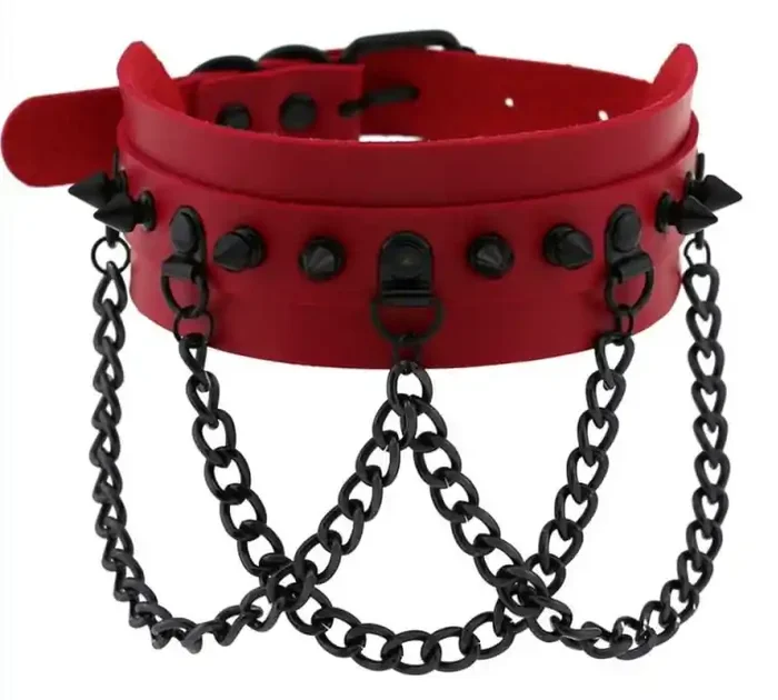 Piky Stachelhalsband Rot-Schwarz
