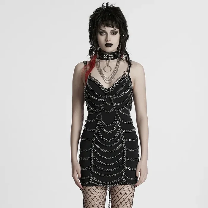 Punk Silver Chain Dress Harness