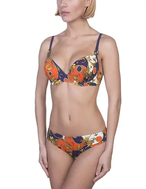 Push-Up Bikini mit Bügel-Cups& Neckholder-Träger blau