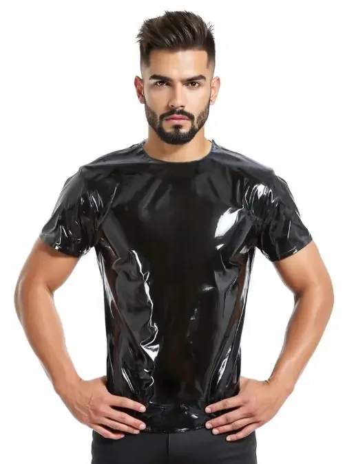 PVC Herren-T-Shirt mit Schulterreißverschluss
