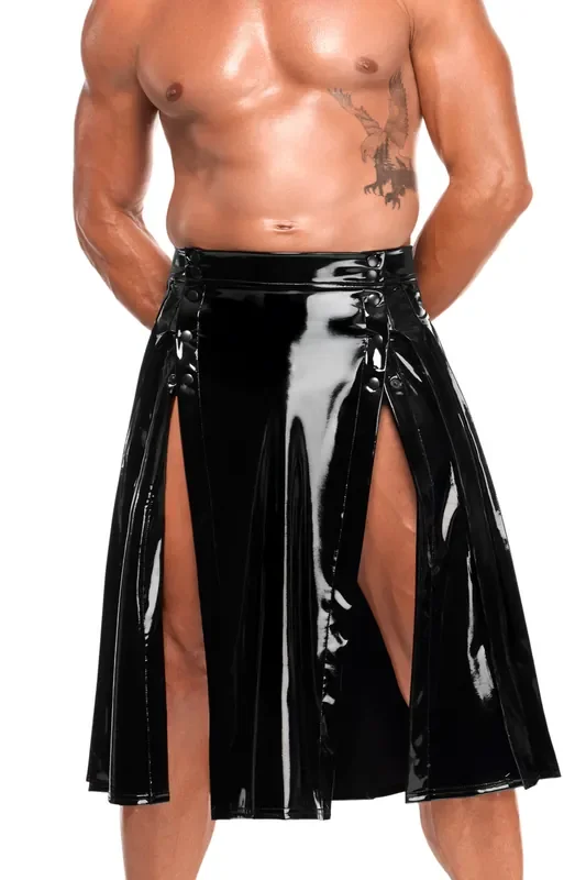 PVC Herrenrock mit Knöpfen – Schwarz