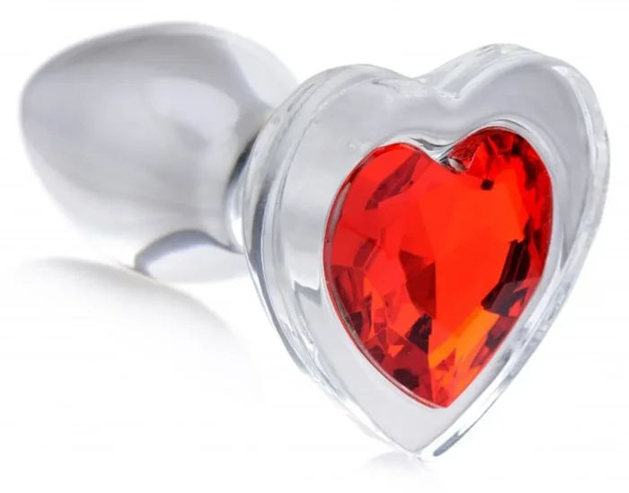 Red Heart Glas-Analplug mit Schmuckstein – Klein