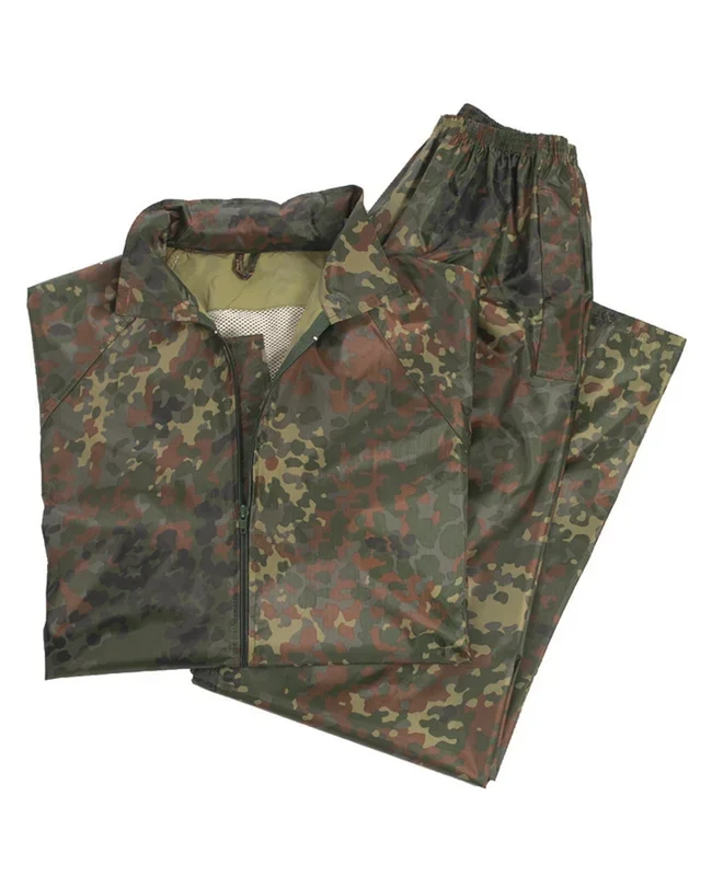Regenanzug aus Jacke und Hose Tarnfarben 2er-Pack