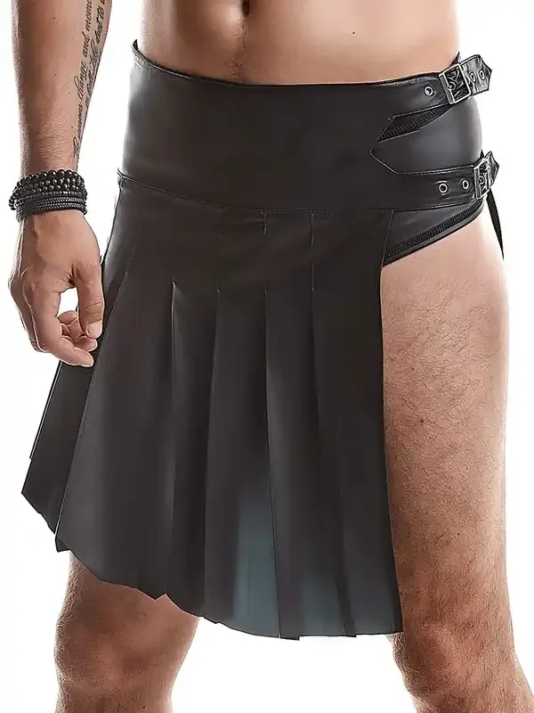 Regnes Fetish Planet RMClaudio001 Wetlook-Herren-Rock, schwarz