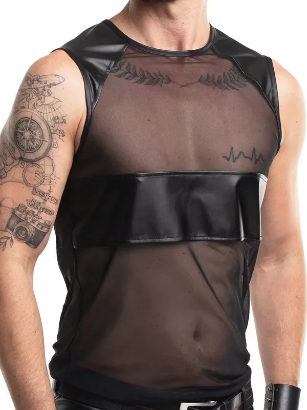 Regnes Fetish Planet RMSilvestro001 Netz-Shirt, schwarz