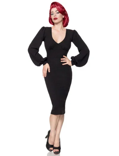 Retrokleid Schwarz mit langen Ärmeln