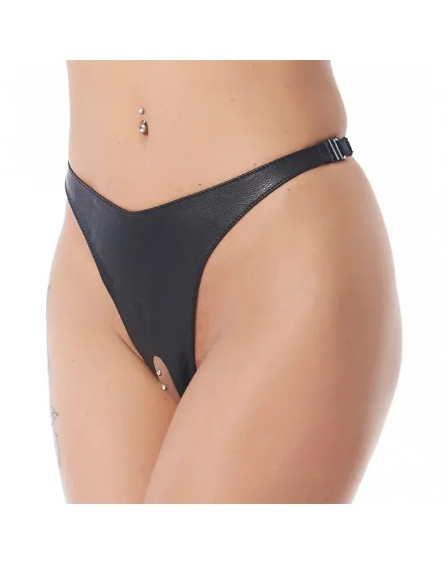 Rimba Leder G-String mit offenem Schritt