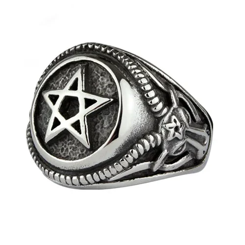 Ring ‚Big Pentagram‘ Edelstahl
