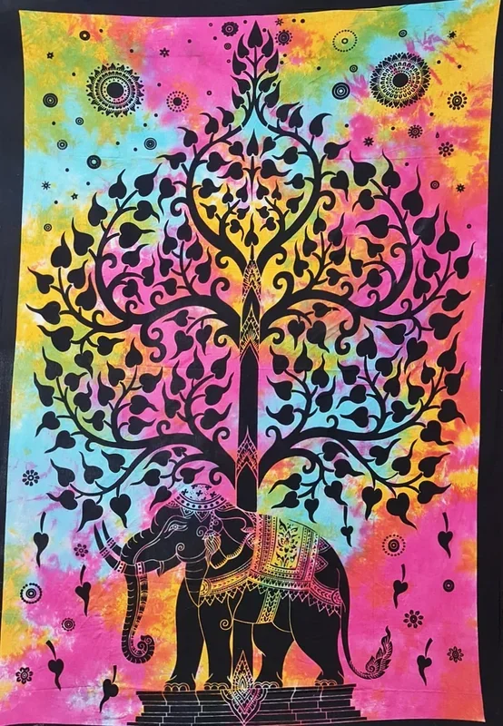 Ritualtuch Tagesdecke Wandbehang – Elefantenbaum bunt – Normalgröße