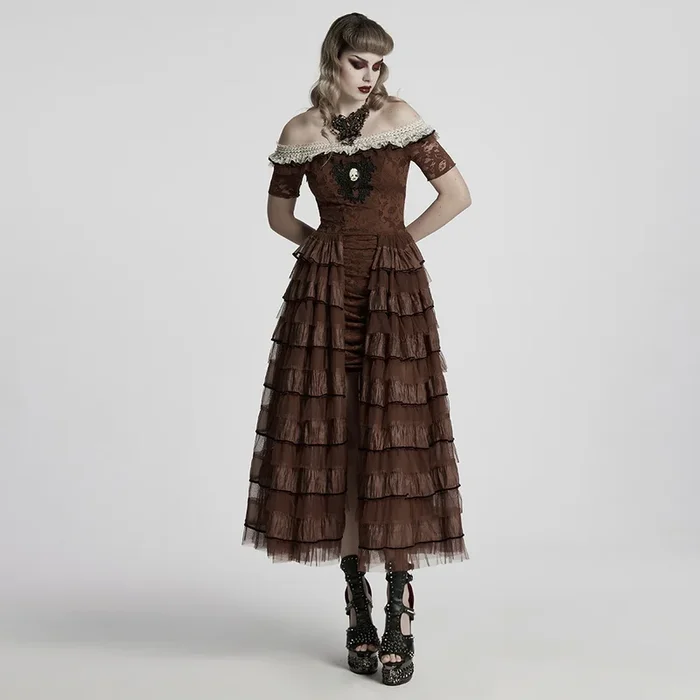 Romantic Gothic Off-Shoulder Maxikleid