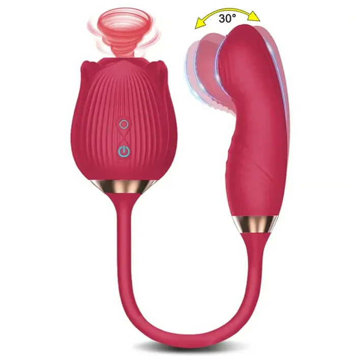 Rose Glow 2-In-1 Clitoral Suction Stimulator With Dildo Vibrator