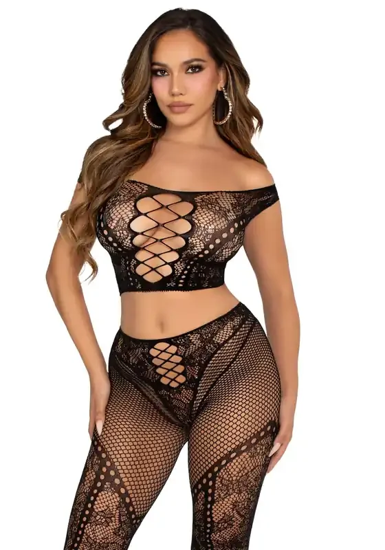 Schulterfreies Crop Top und Leggings