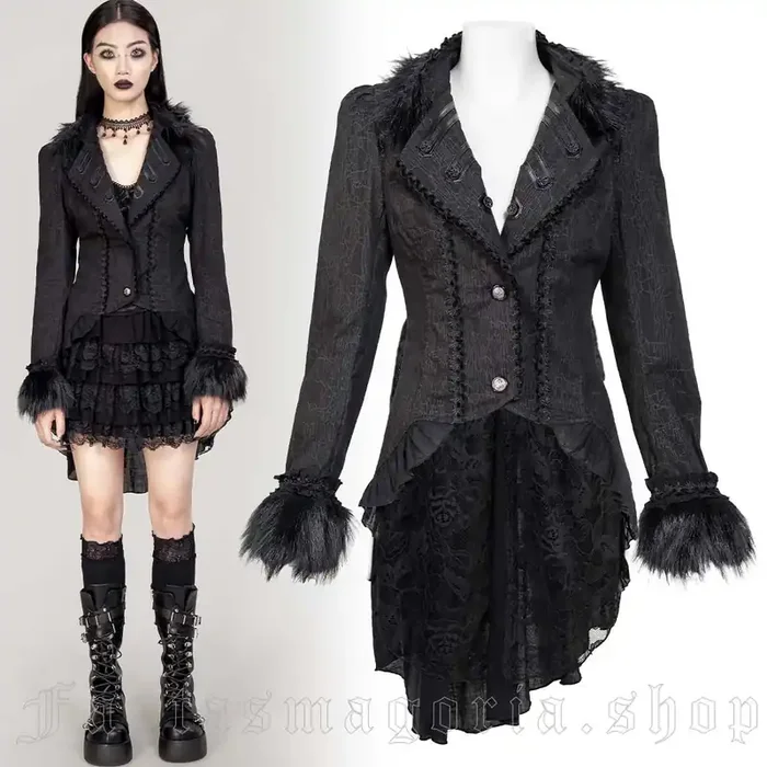 Schwarze Damenjacke im romantischen Gothic-Stil