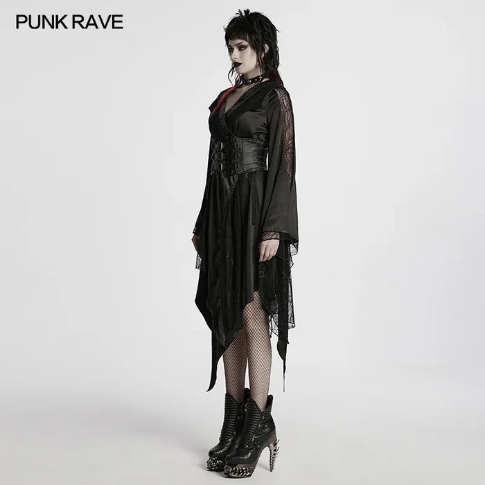 Schwarzes Midi-Kimono-Kleid