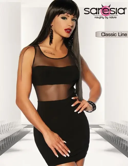 Semitransparentes Mini-Kleid in schwarz
