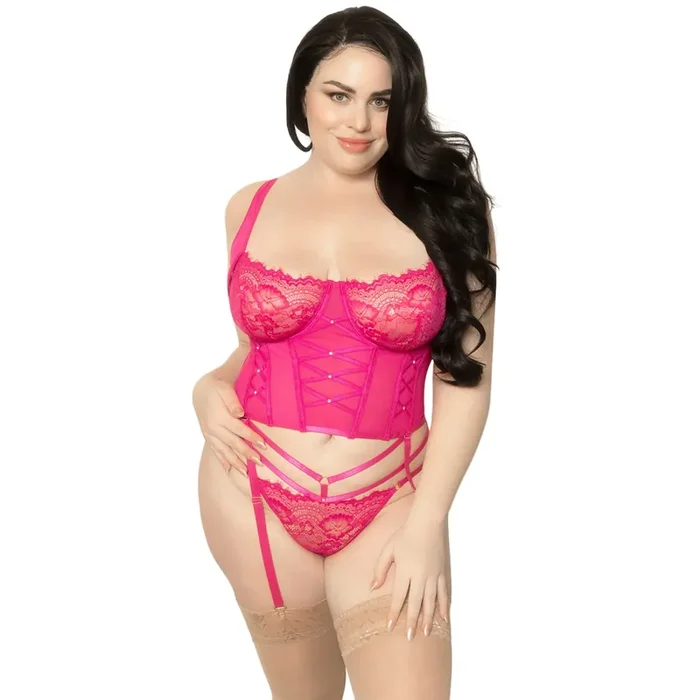 Seven ‘til Midnight Fuchsia Bustier mit Höschen Plus Size