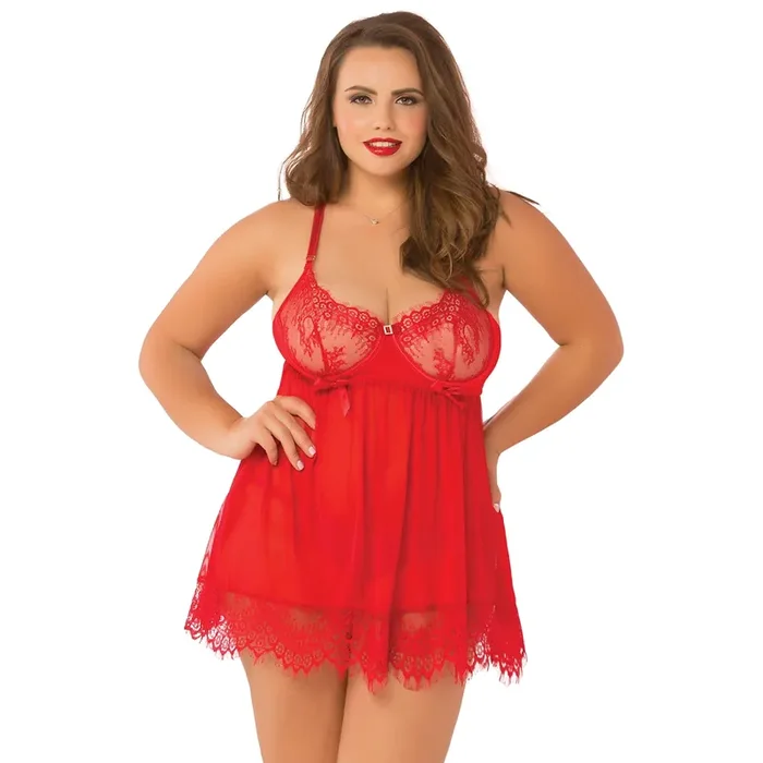 Seven ‘til Midnight High Bed of Roses Babydoll-Set Plus Size