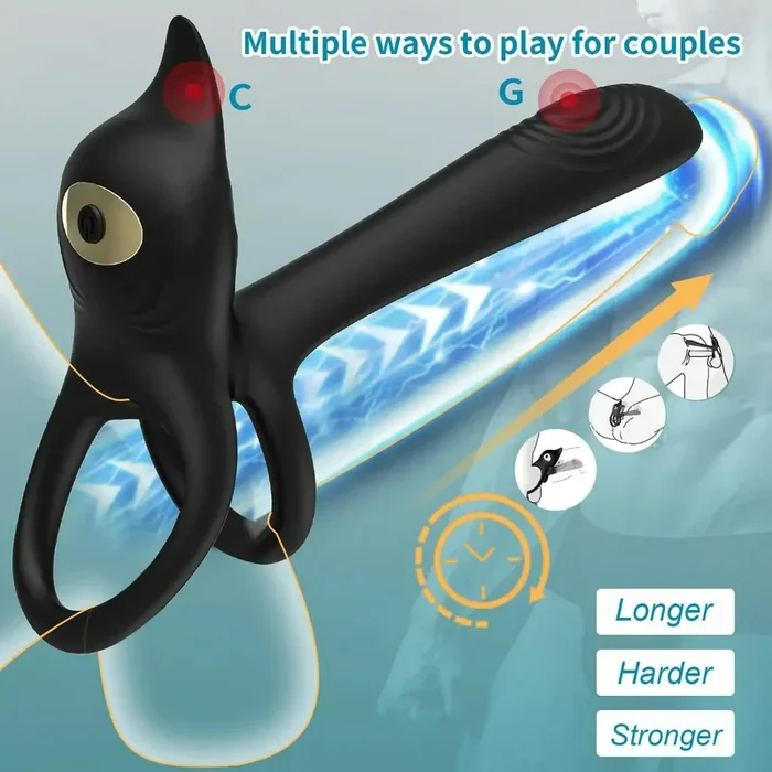 Silicone Prostate Massager Vibrating Cock Ring G-Spot Vibe