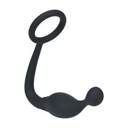 Silikon Penisring mit Prostatastimulator M – Schwarz