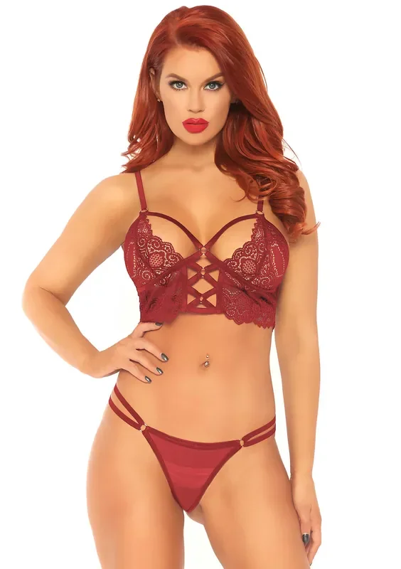 Spitzen-Bralette mit durchsichtigem Tanga