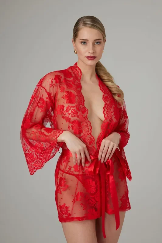 Spitzen-Kimono Graceful – Rot