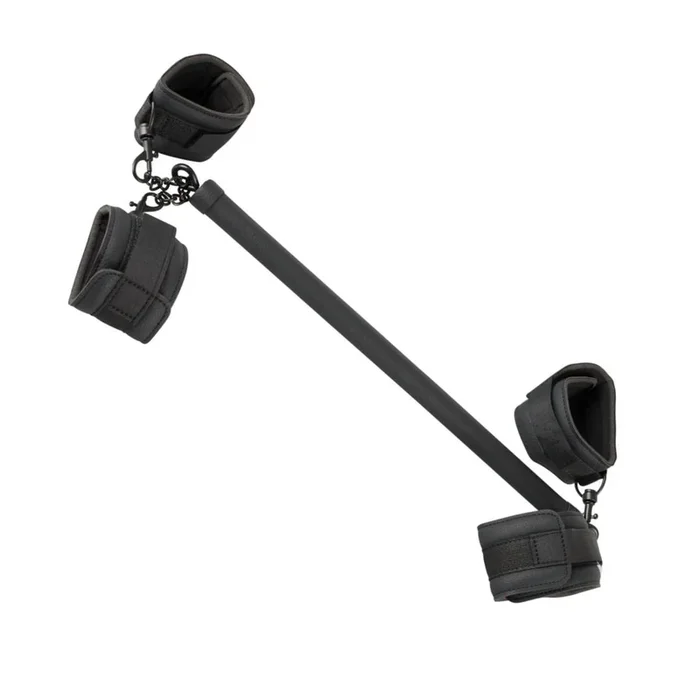 Spreader bar with handcuffs and ankle cuffs