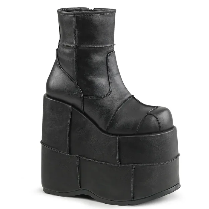 Stack-201 (Boots Größe 8 – Gr. 40, High Heel Farbe Schwarz Kunstleder)