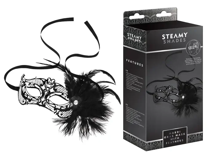 STEAMY SHADES Mardi Gras Maske mit Federn