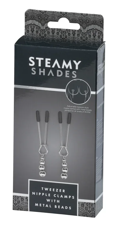 STEAMY SHADES Pinzetten-Brustwarzenklemmen mit Metallperlen