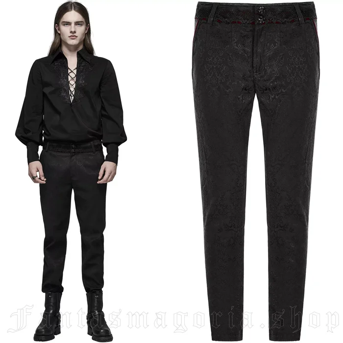 Stoffhose im viktorianischen Stil (Farbe: Schwarz, Grösse: XL)