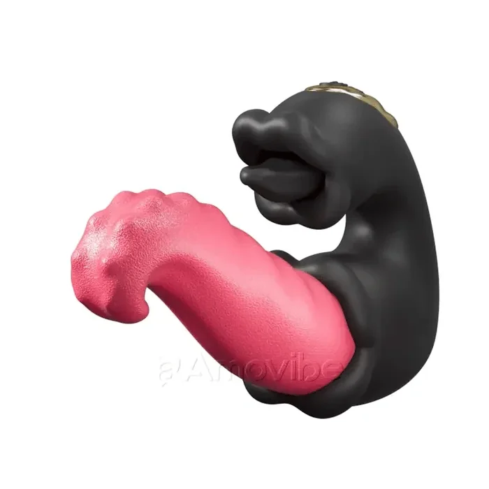 Stoßender und leckender G-Punkt-Vibrator mit Dual-Rosen-Design