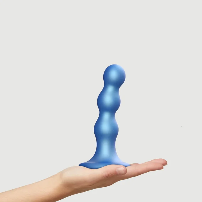 Strap-on-me »Dildo Plug Balls Bleu-Metallique« Hybrid Silikon