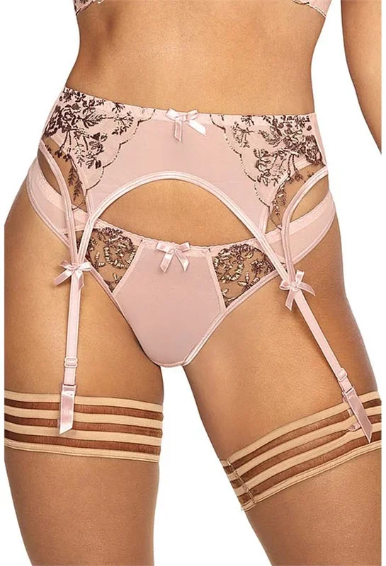 Strumpfgürtel mit goldenen Verzierungen rosa