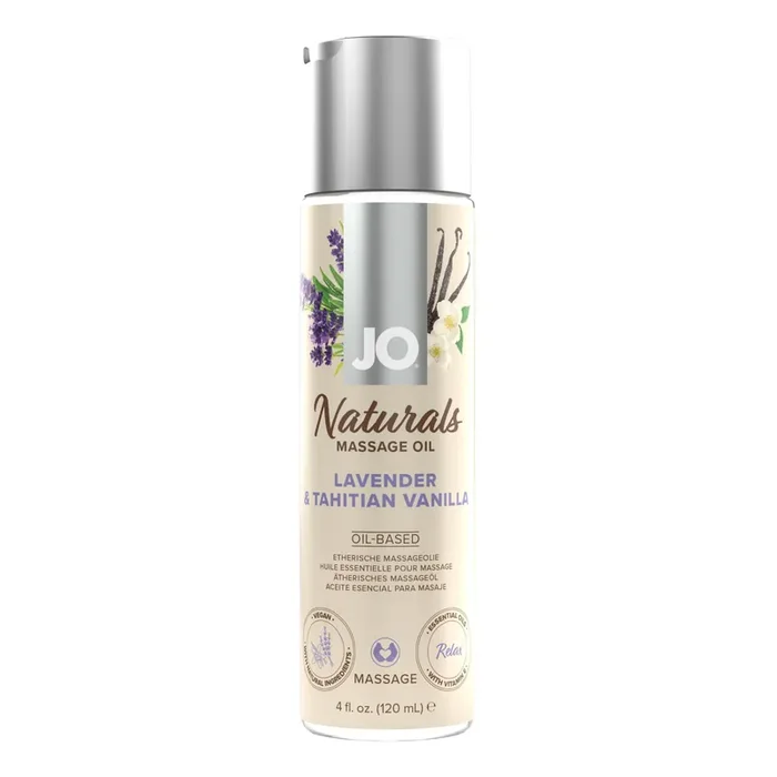 System JO – Naturals Massageöl Lavendel und tahitianische Vanille – 120 ml