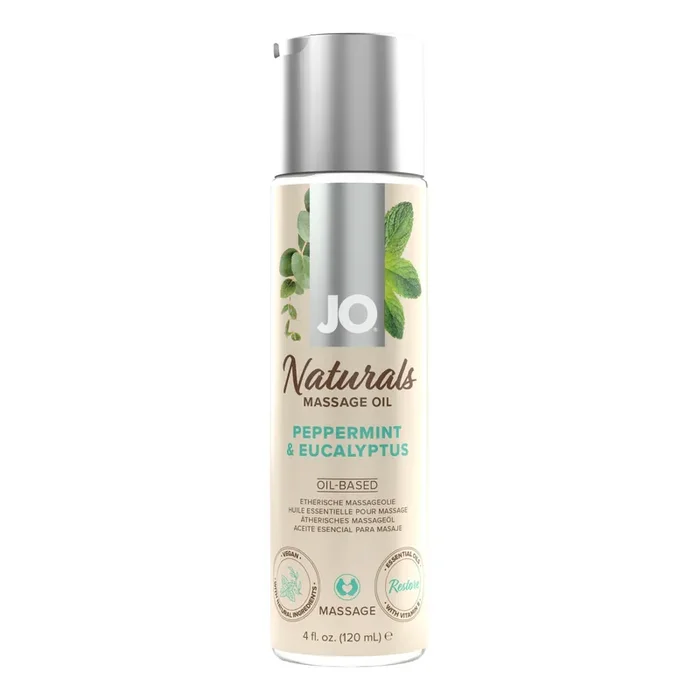 System JO – Naturals Massageöl Pfefferminz und Eukalyptus – 120 ml