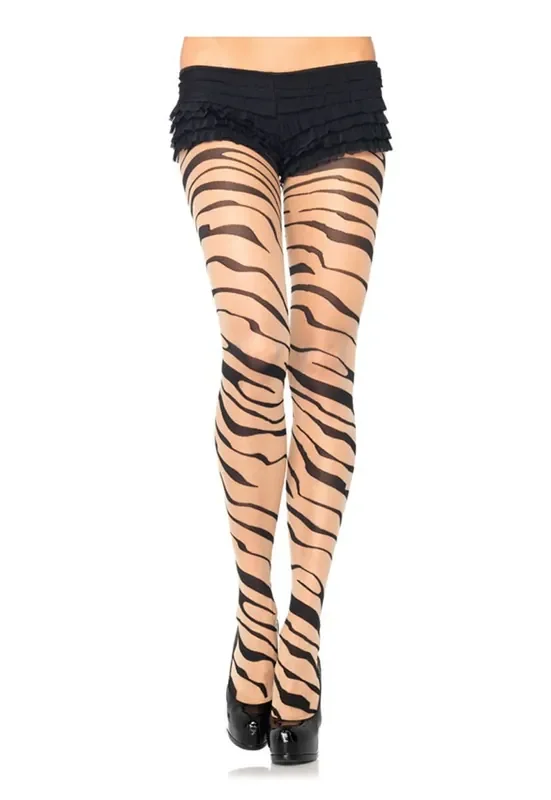 Transparente Strumpfhose mit Zebramuster