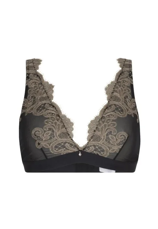 Triangel-BH mit Spitze – Schwarz/Gold