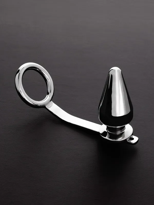 Triune Intruder with C-Ring Edelstahl-Penis-/Hodenring mit Analplug